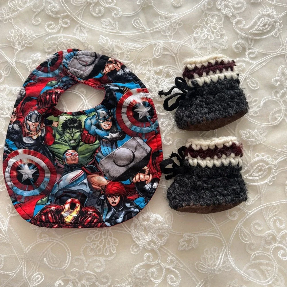 Marvel Red and Black Superhero Bib